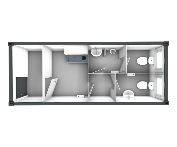 20' Damen / Herren WC-Container mit Pantry-Küche - Typ SA6