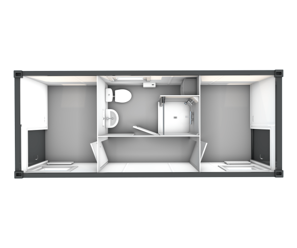 Sanitärcontainer 20' Schwarz / Weiß Container - Typ SA9