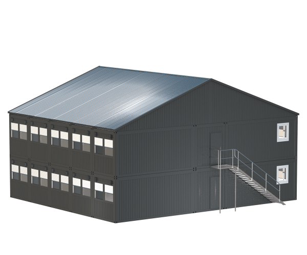 Modularer Wohncontainer mit integriertem Schlafbereich und Küche für die kurzfristige oder langfristige Unterbringung